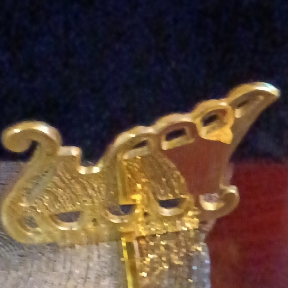 Vintage Brass Christmas Stocking Hangers Sled Decor Holiday - Picture 4 of 5